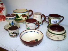8 items of pottery ware inc. Dartmouth, Royal Watcombe etc.