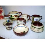 8 items of pottery ware inc. Dartmouth, Royal Watcombe etc.