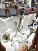 A silver plated 4 trumpet epergne