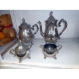 4 piece silver plate tea set