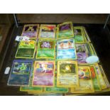 A collection of Pokemon cards,