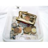 A box of coins etc.