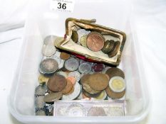 A box of coins etc.