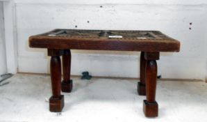 Carved wood footstool