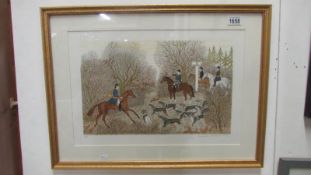 A French artist proof lithograph of a hunting scene by Vincent Haddlesey (1934-2010) signed in