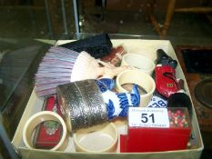 Mixed lot inc. novelty bottle stopper, trinket box, napkin rings etc.