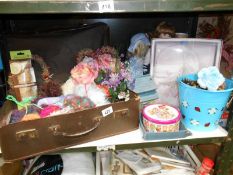 A mixed lot of arts and crafts items including raffia, wool,