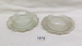 A pair of silver butter dishes with glass liners, maker E J H 1944,