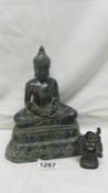 A Chinese bronze of good colour Shiva (20cm high) and a small bronze Buddha