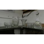 A mixed lot of cut glass including vases,