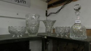 A mixed lot of cut glass including vases,