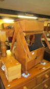 A folding sewing box and contents,