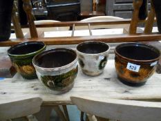 4 West German pottery planters