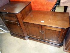 A dark oak stained 2 level cupboard TV stand