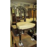 3 Victorian carved dining chairs with leather seats