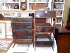 Wooden crate as a side cabinet and 3 tier side table made from wooden trays and copper piping