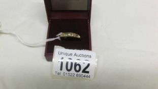 An old cut 5 stone diamond ring dated London 1902,