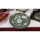 A Villeroy and Boch art nouveau porcelain tray with silver plated gallery