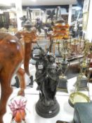 A large art nouveau style figurine table lamp