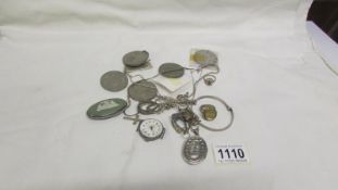 A mixed lot of jewellery mostly silver with a large vintage silver locket chain and some coins