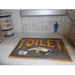 2 vintage toilet direction signs.