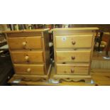 A pair of pine 3 drawer bedside cabinets