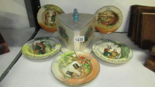 A Victorian cheese dish and 5 Royal Doulton series ware bowls