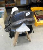 Barnsby & Sons horse saddle with stirrups, girth numner,