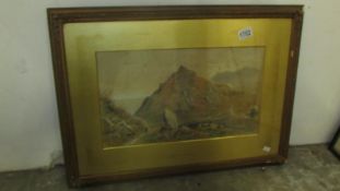 A framed and glazed watercolour 'Valley of Rocks' signed but indistinct