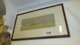 A watercolour of a naval ship signed W L Wyllie 1917 (William Lionel Wyllie) with provenance from