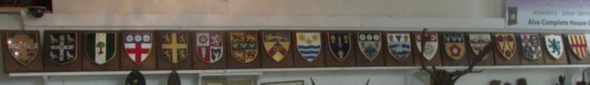 19 mounted heraldic shields
