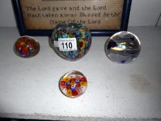 4 glass paperweights