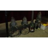 4 vintage garden gnomes