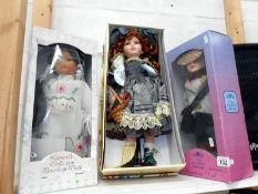 3 boxed porcelain collectors dolls