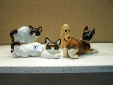 2 German porcelain cats,