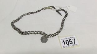 A silver watch chain