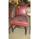 A 19th C leather oak hall chair