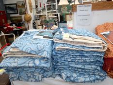 5 pairs of blue curtains, approx drop 12'4'' (377cm),