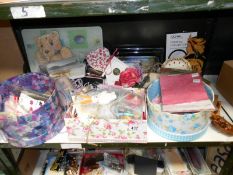 A mixed lot of arts and crafts items including ribbons,