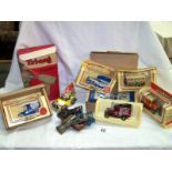 A collection of die-cast toys, Tri-ang toy hairdryer in a box etc.