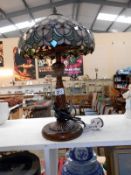 Tiffany style leaded glass table lamp