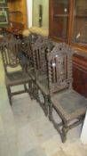 4 carved oak chairs