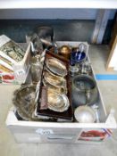 Box of silver plated items etc.