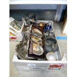 Box of silver plated items etc.