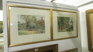 2 watercolour cottage scenes signed Sid Gander