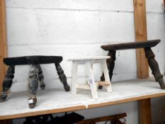 3 old milking stools