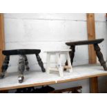 3 old milking stools