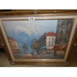 An oil painting of Paris with the Eiffel tower in the background signed Burnet