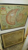 2 coloured antique maps of Kent and Paris