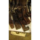 5 vintage wood working planes of various sizes